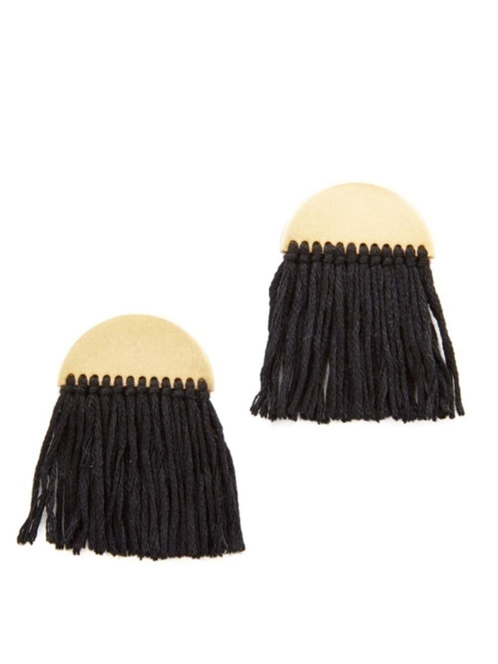Madewell Black/Gold color half moon-shaped earrings with tassels